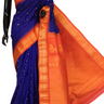 Traditional Gadwal pattu saree with contrast blouse
