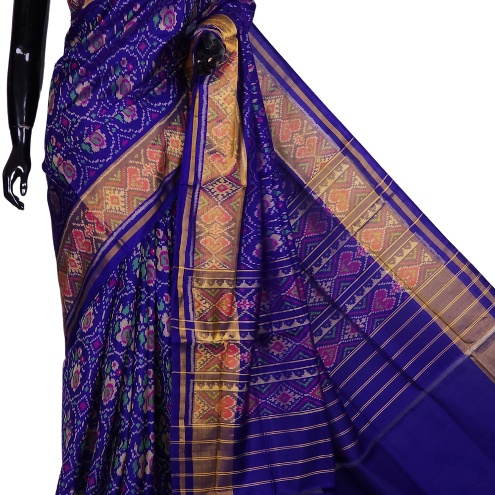 Navy Blue Patola Silk Saree