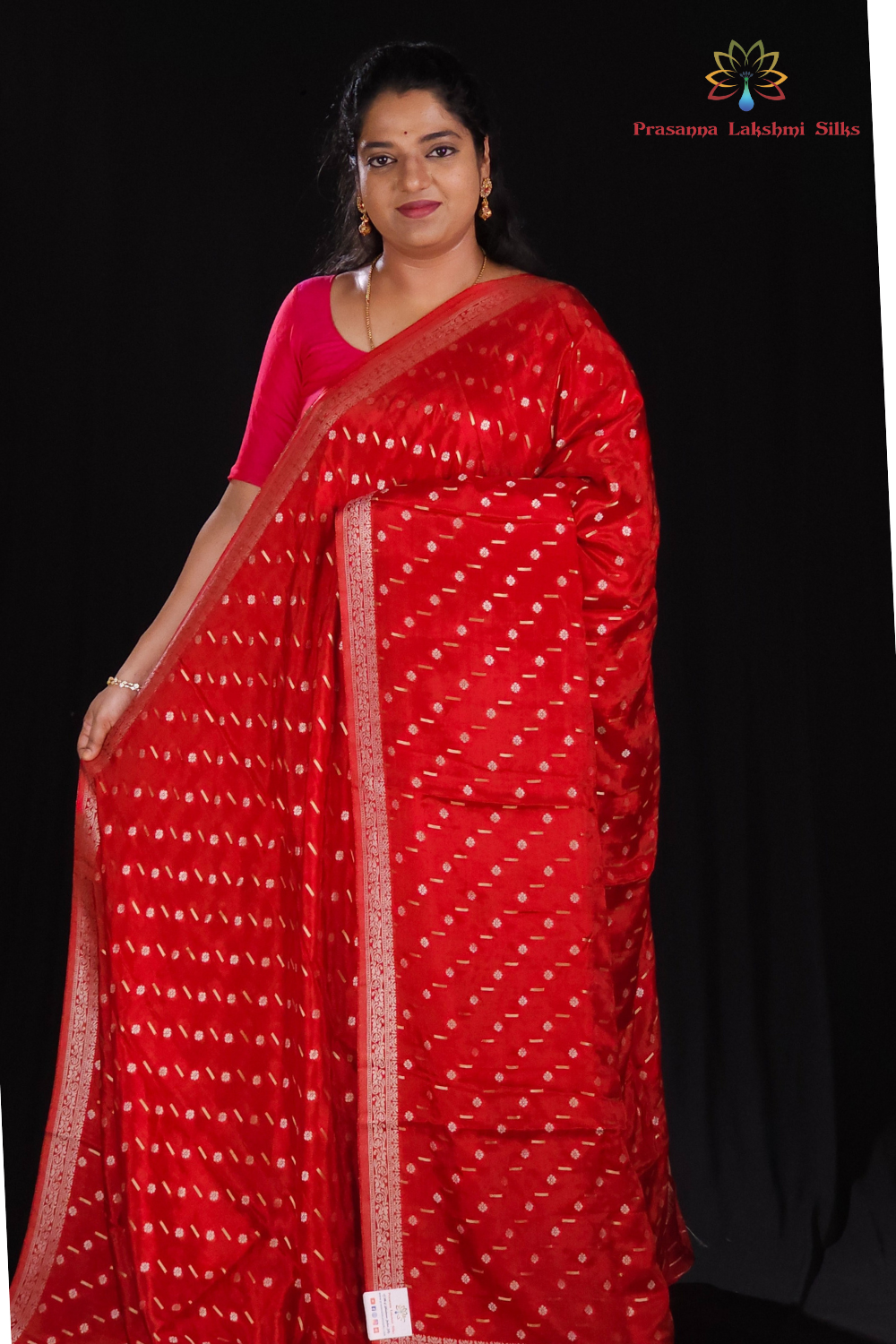 Maroon Red Banarasi jal Saree