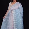 Powder Blue Organza Saree for parties