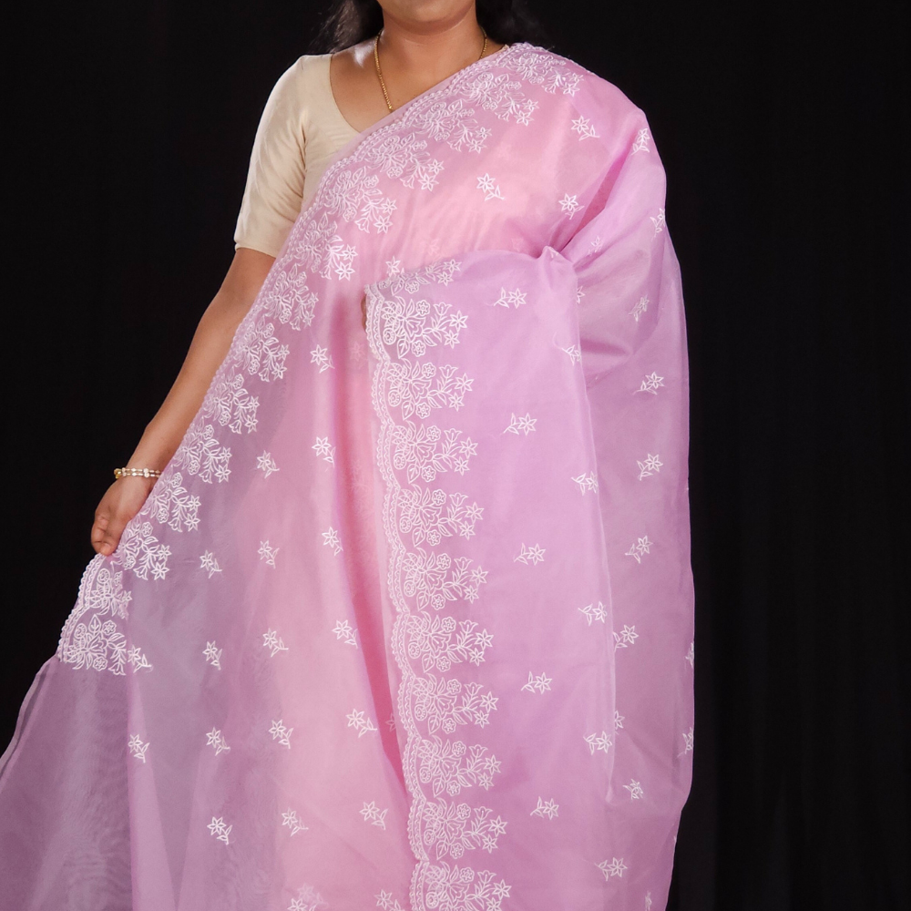 Lavender Organza Saree for parties