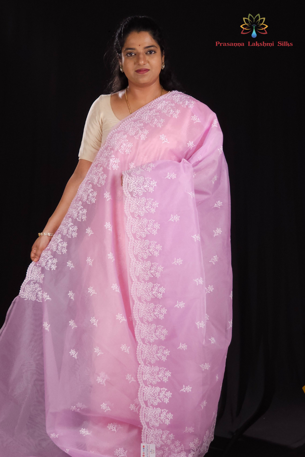 Lavender Organza Saree for parties