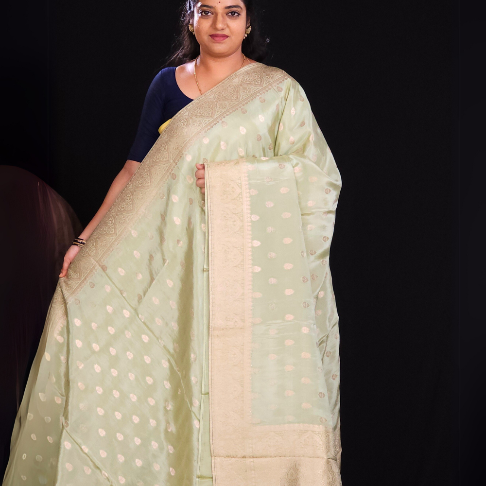 pista green Designer georgette saree for weddings and parties