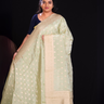pista green Designer georgette saree for weddings and parties