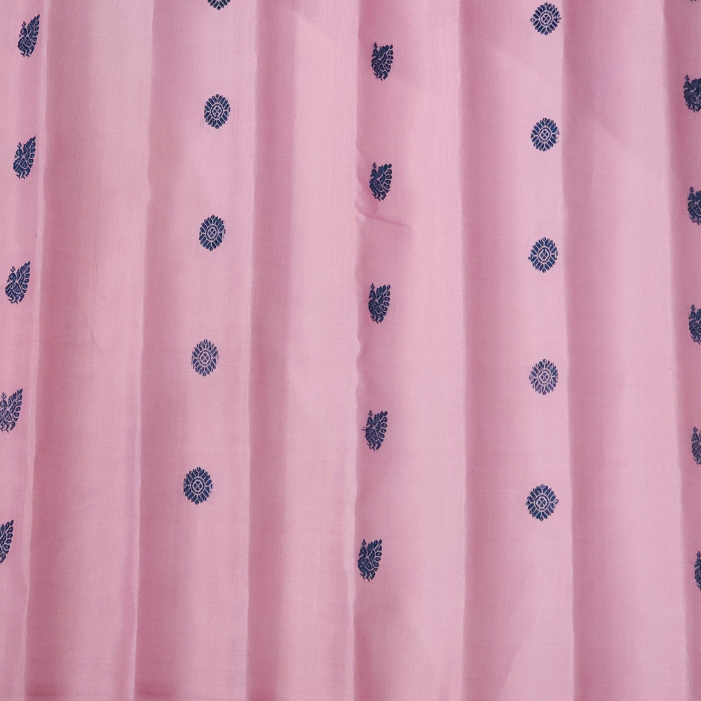 Peacock Blue Handloom Gadwal Pure Silk Saree with Lotus Pink zari woven border and brocade pallu


