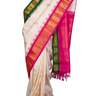 Pure Gadwal Silk Saree – Half White & Pink