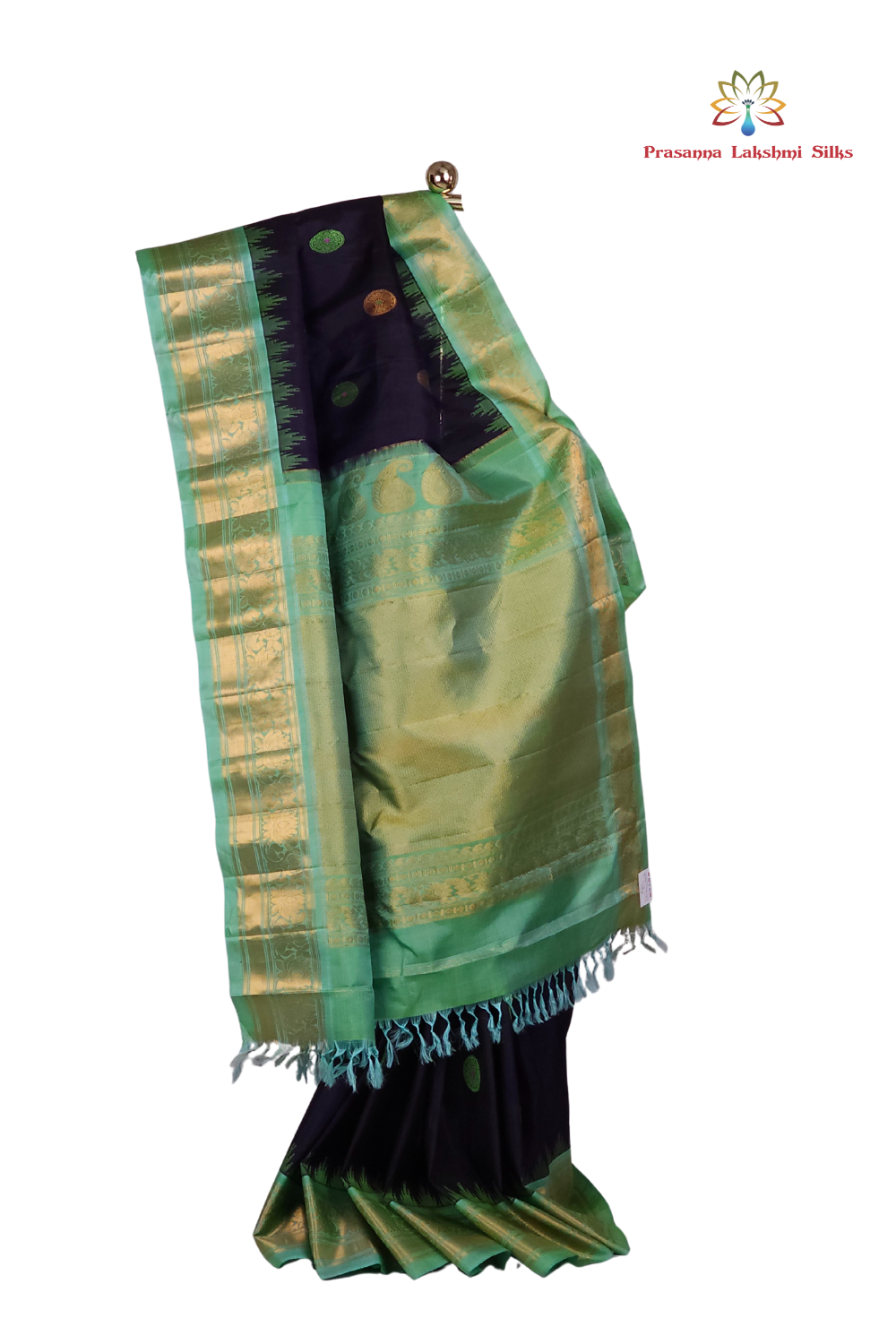 Pure Gadwal Silk Saree – Navy Blue Elegance 