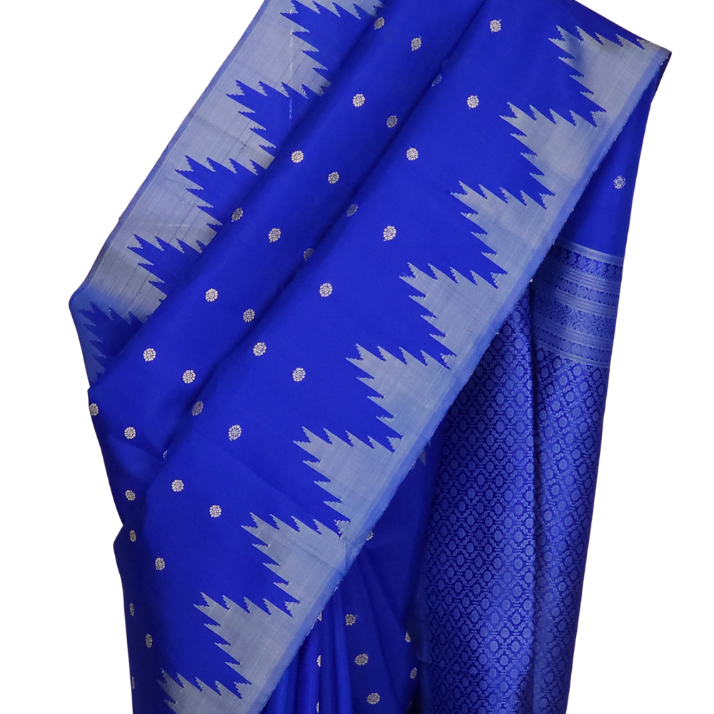 Pure Gadwal Silk Saree – Royal Blue Elegance