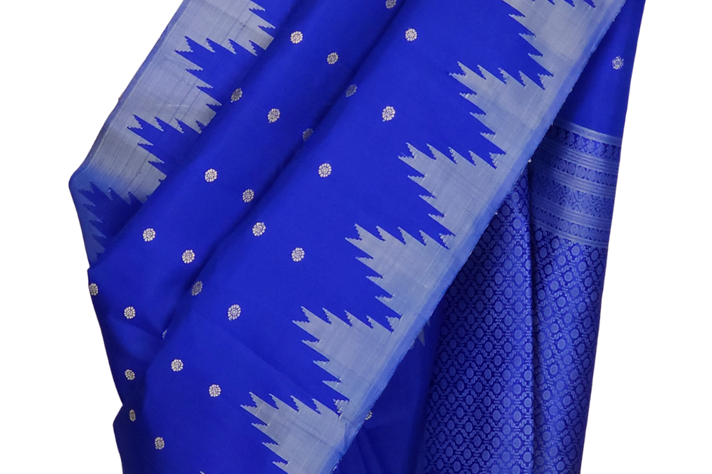 Pure Gadwal Silk Saree – Royal Blue Elegance