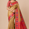 Pure Handloom Cream Gadwal Silk Saree