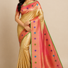 Pure Handloom Cream Gadwal Silk Saree