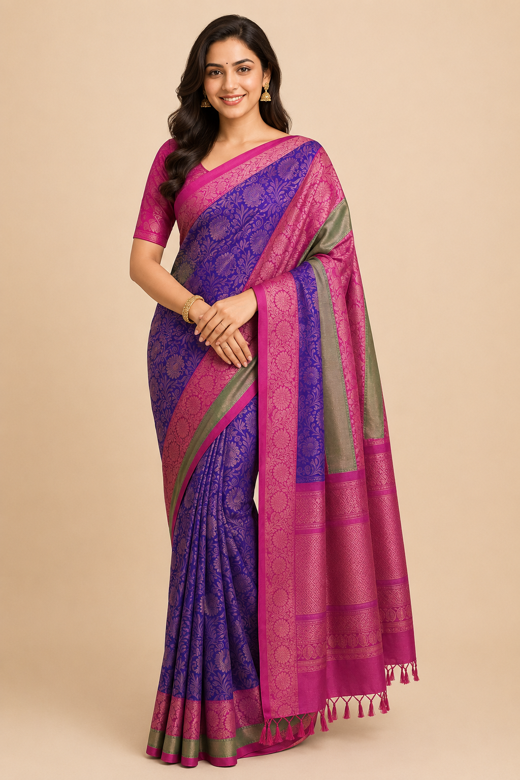 Pure Handloom Gadwal Silk Saree – Classic Blue