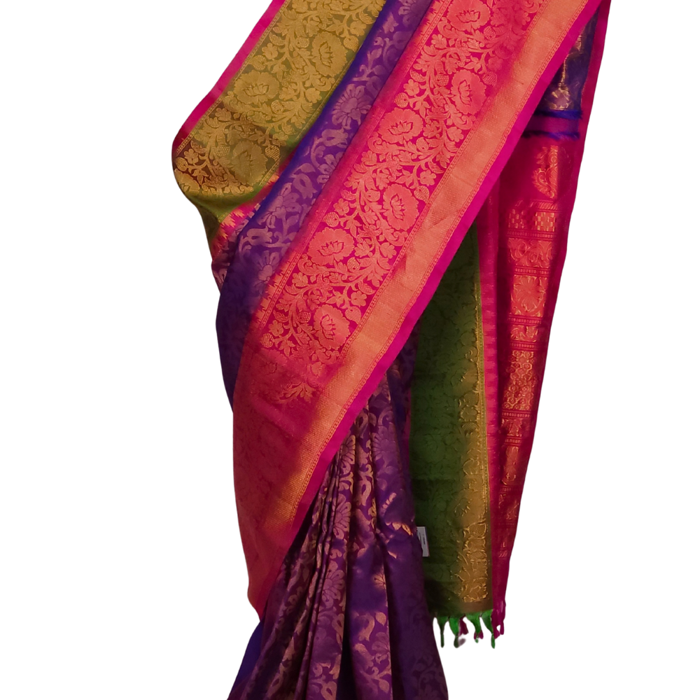 Pure Handloom Gadwal Silk Saree – Dual Shade