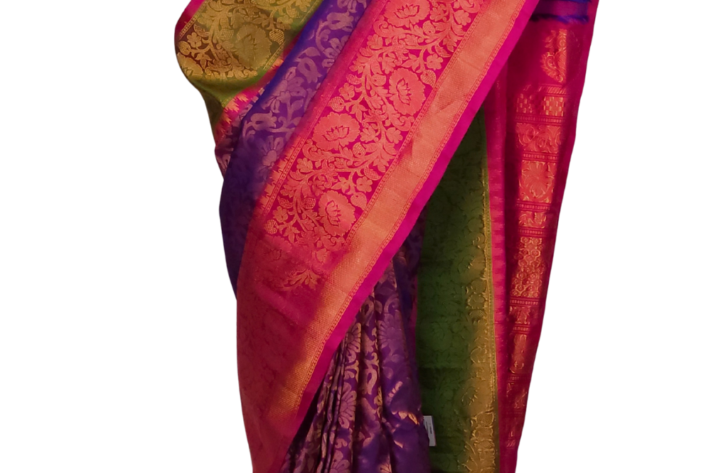 Pure Handloom Gadwal Silk Saree – Dual Shade