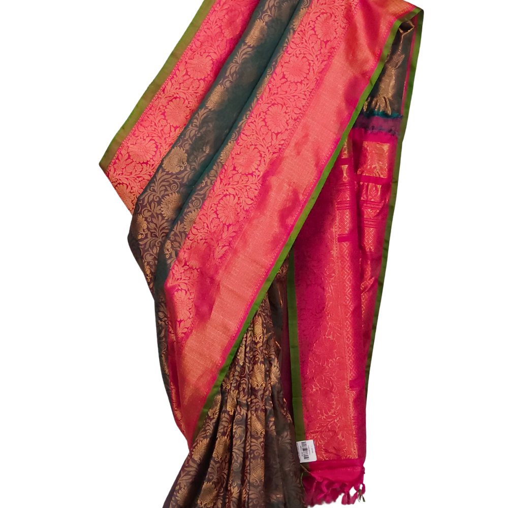 Pure Handloom Gadwal Silk Saree – Dual Shade