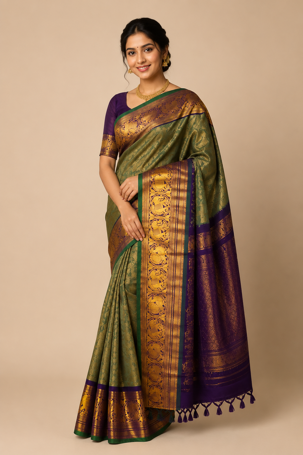 Pure Handloom Gadwal Silk Saree – Mint Green