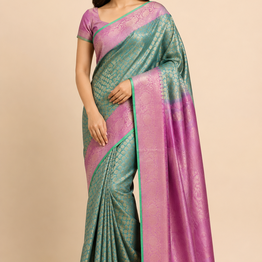 Pure Handloom Gadwal Silk Saree – Mint Green