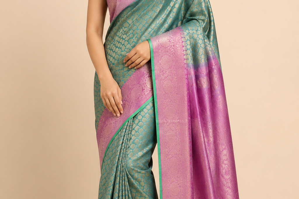 Pure Handloom Gadwal Silk Saree – Mint Green
