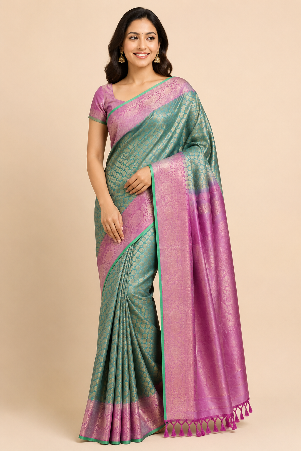 Pure Handloom Gadwal Silk Saree – Mint Green