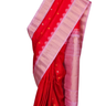 Red Handloom Pure Gadwal Silk Saree with baby pink zari 
border and rich brocade pallu