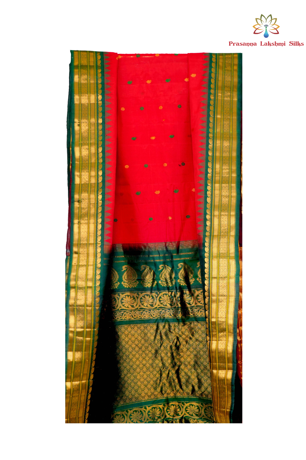 Elegant handloom Gadwal silk cotton saree suitable for weddings and grand celebrations.