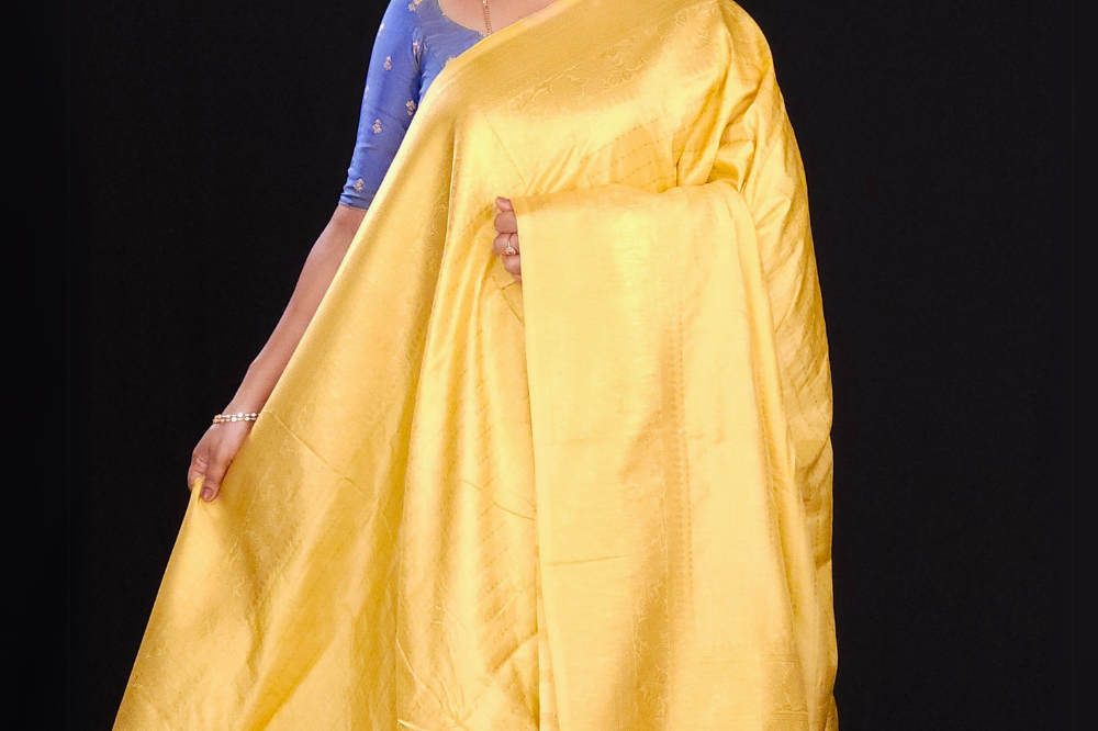 light yellow soft silk saree suitable for all ocassions 