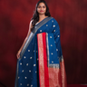  Semi dupion saree allover small floral zari woven motifs 