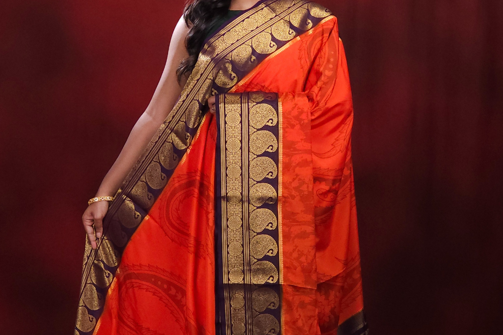  Semi Mysore Silk Saree, all over digital prints 