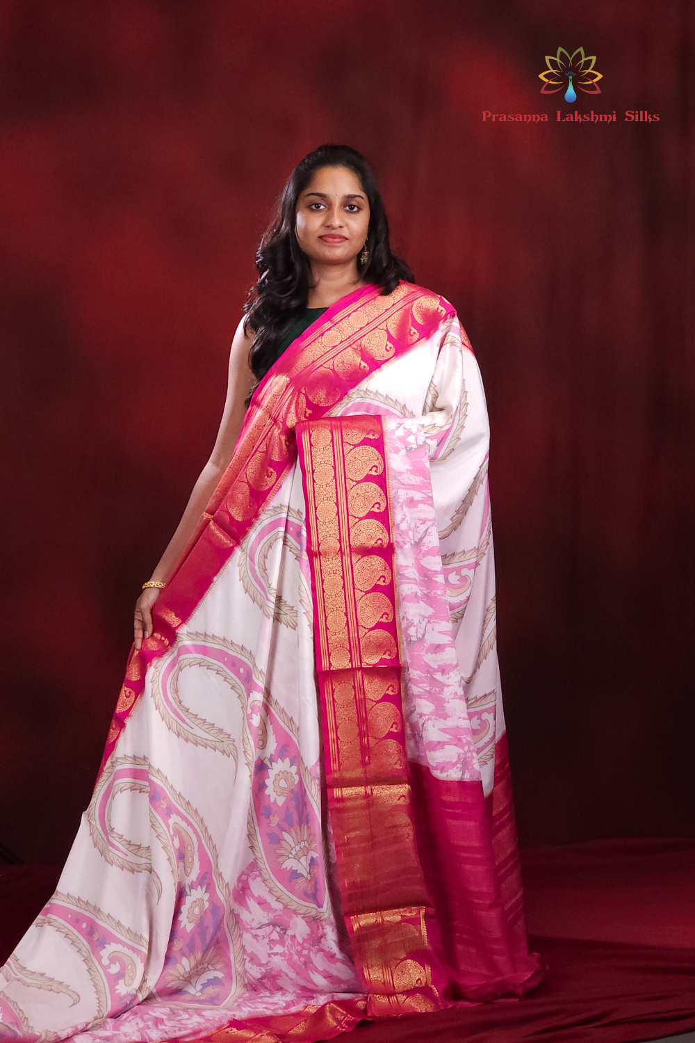 Semi Mysore Silk Saree, all over digital prints 