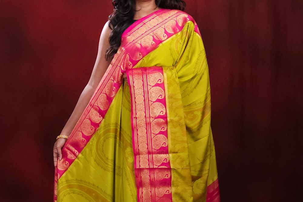 Semi Mysore Silk Saree, all over digital prints 