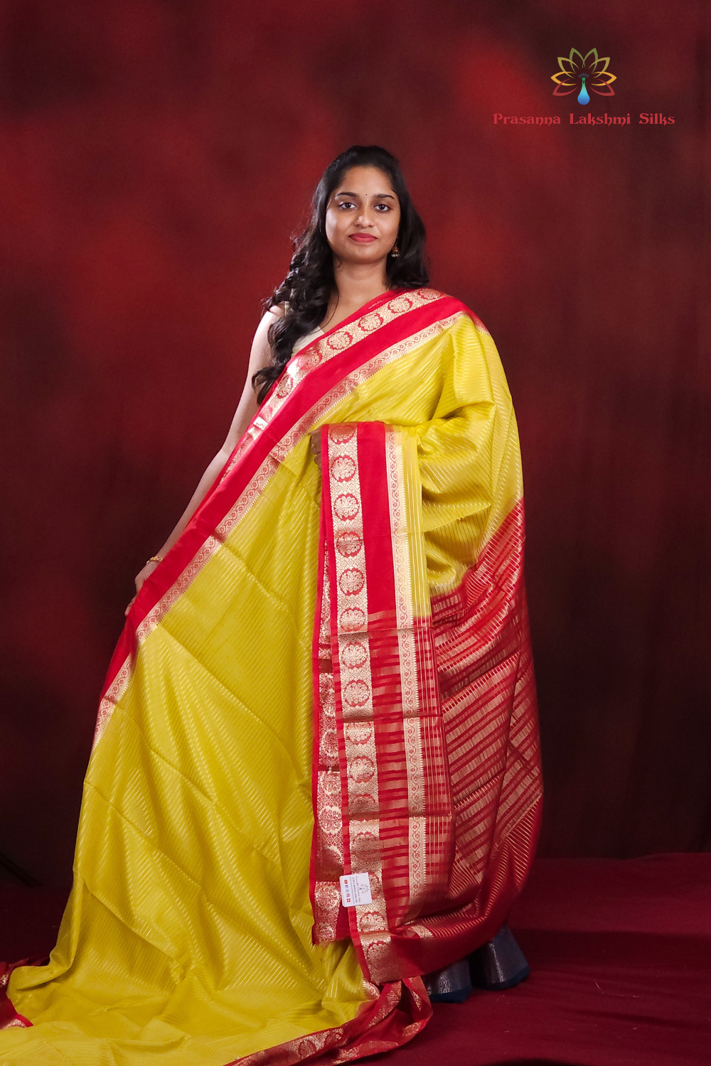 Yellow Semi Mysore Silk Saree