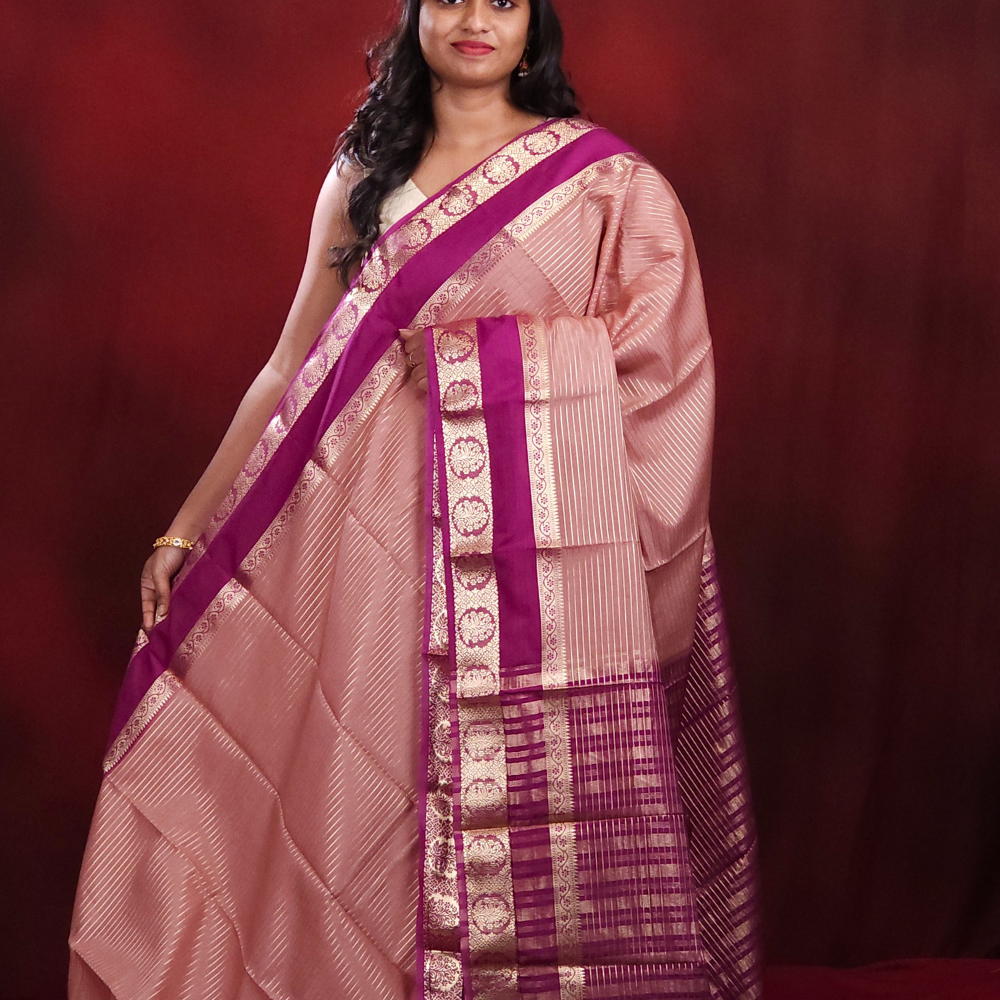 Flesh Tint Semi Mysore Silk Saree