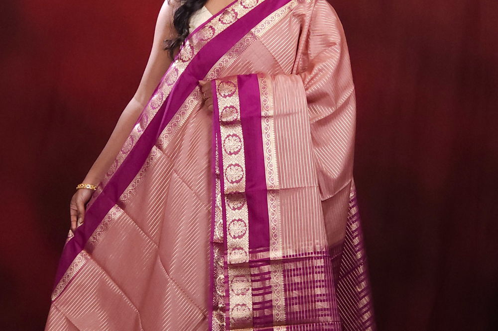 Flesh Tint Semi Mysore Silk Saree