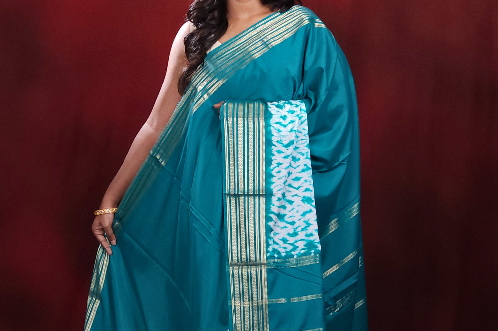 Semi Mysore Silk Saree With shibori print 