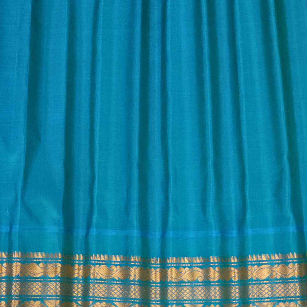Sea green contrast border saree