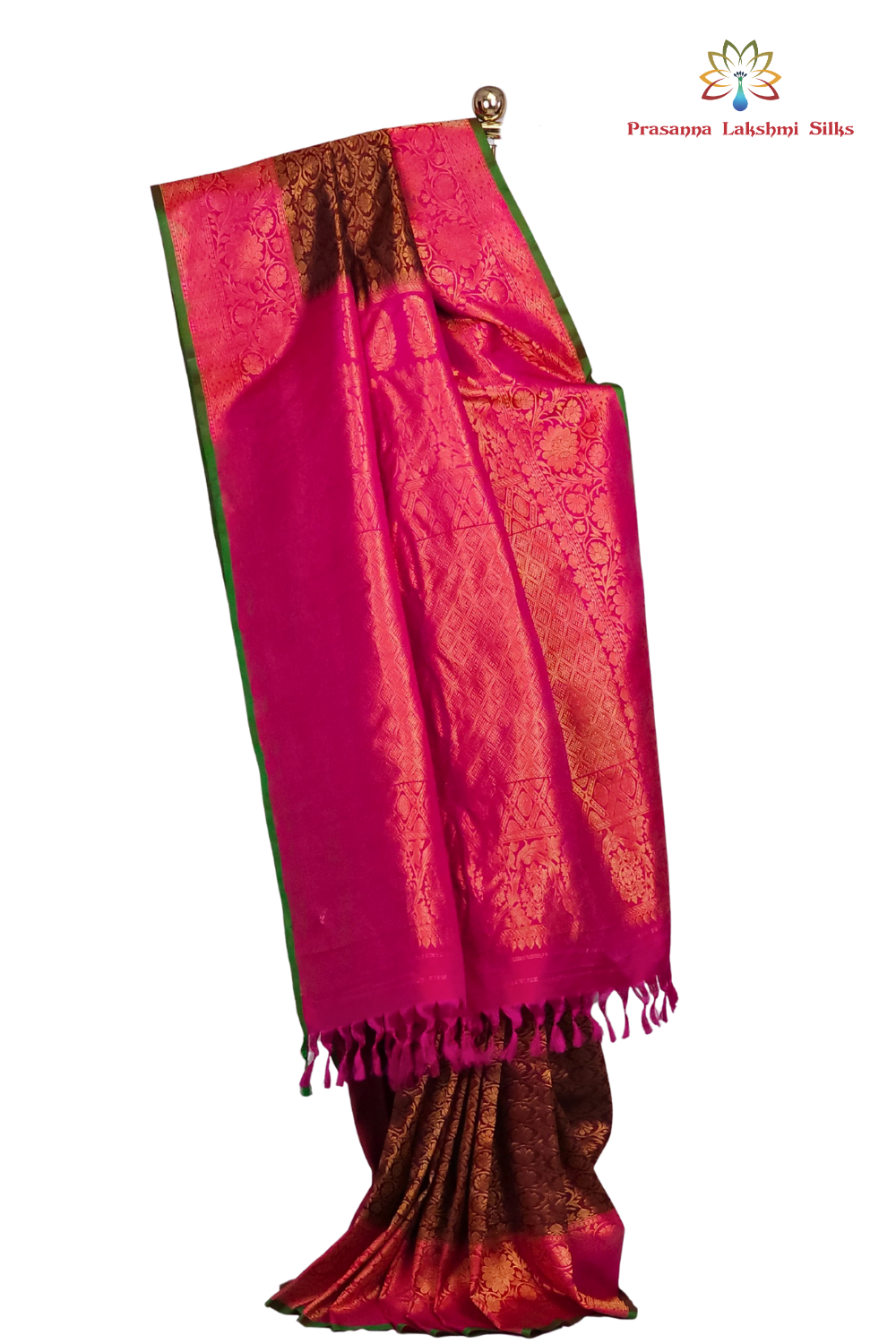 Silk Mark certified Chocolate Brown Gadwal silk saree with intricate all-over zari brocade design


