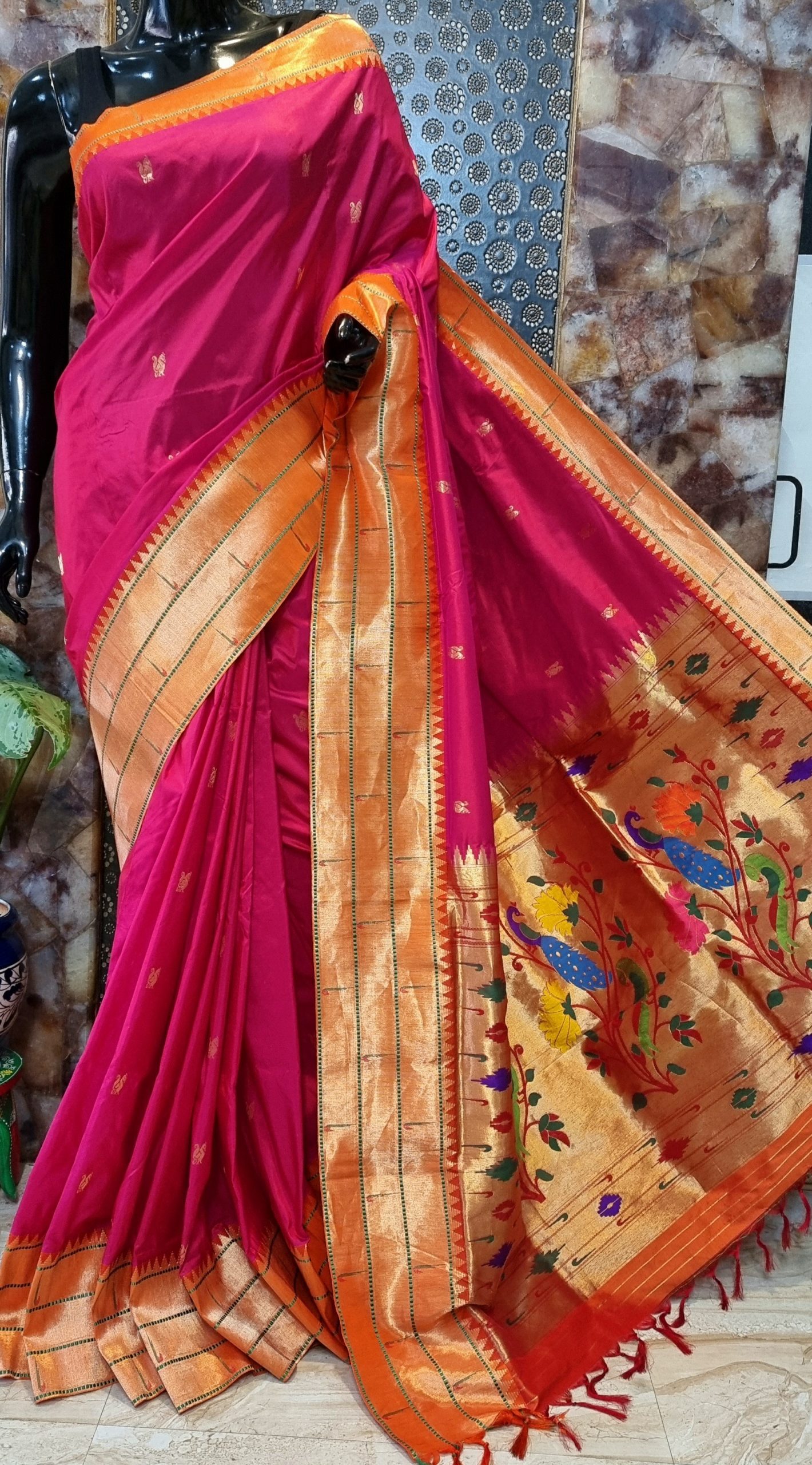 Latest Paithani Sarees Online | Brown Paithani Silk Sarees – Brand Mandir