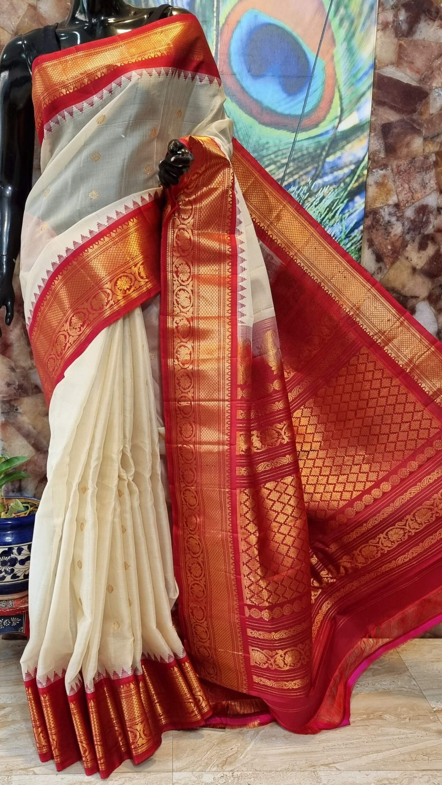 Sky Blue and Pink Handwoven Pure Silk Gadwal Saree – EARTHICA