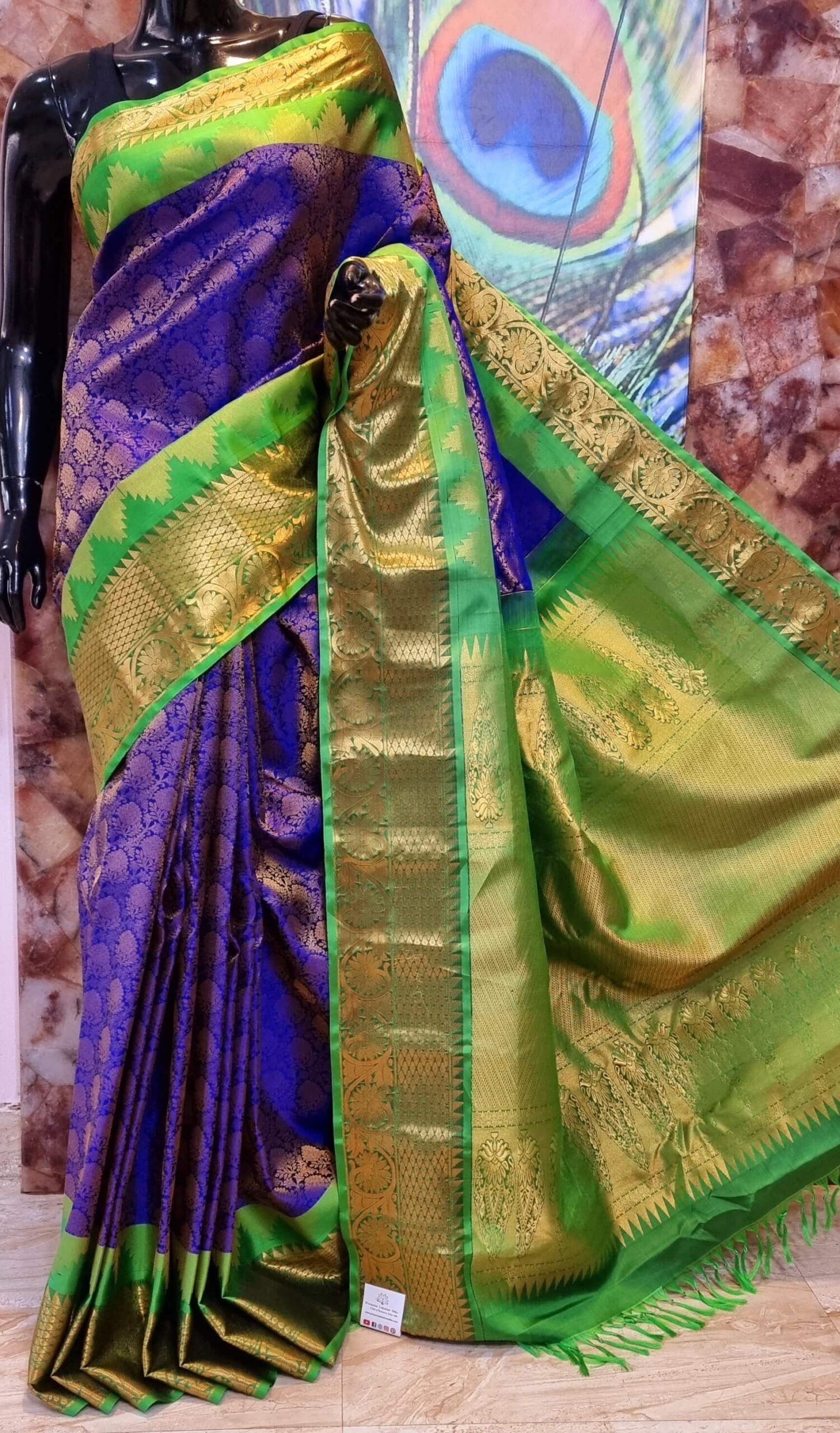 Green Colour Banarasi Soft Silk Sky Blue Border Saree – Sareewave